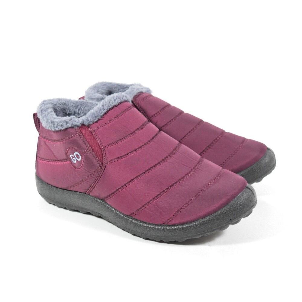 GO Brand Burgundy Faux Fur Lined Snow Winter Ankle Boots Sz 42